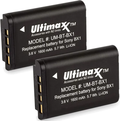 Vista 4 de Ultimaxx Cargador rápido AC/DC para el hogar y viaje con 2 baterías BX1 de larga duración (1600 mAh) para Cyber-Shot DSC-HX95, HX99, HX350, RX1