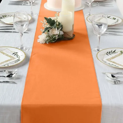 Vista 10 de Efavormart - Camino de mesa de poliéster de alta calidad azul claro para bodas, fiestas de cumpleaños, banquetes, decoración, ajuste rectangular