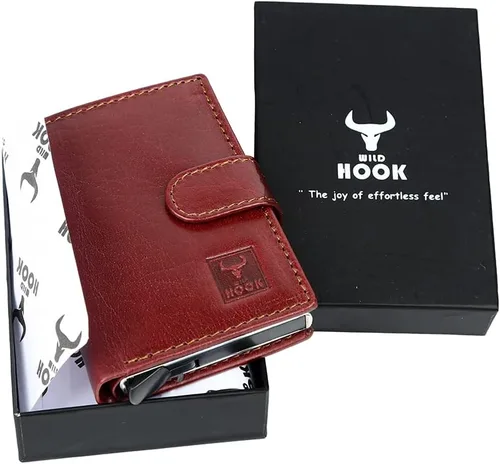 Vista 5 de WILD HOOK Cartera con tarjetero para hombre, cartera con tarjetero para hombre, tarjetero RFID, cartera unisex, billetera inteligente, cartera