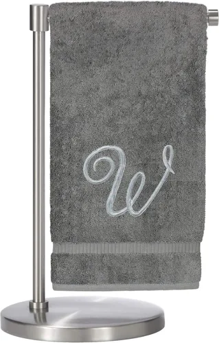 Vista 82 de Script R - Toalla de baño con monograma, regalo personalizado, 27 x 54 pulgadas, juego de 1 toalla bordada con texto dorado, 100% algodón turco Navy