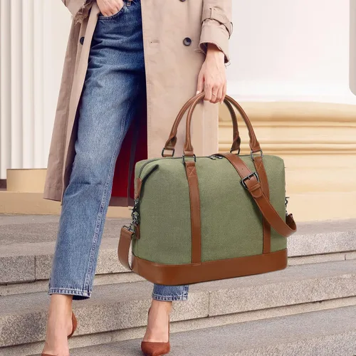 Vista 33 de BLUBOON Bolsas de viaje con cremallera, bolsa de lona para mujer, bolsa de fin de semana para mujer, bolsa de lona para llevar en la bolsa de lona