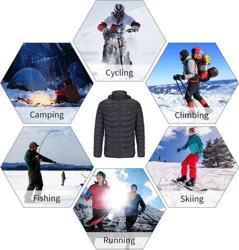 Vista 5 de SKYSPER Chaqueta térmica con guantes, abrigo térmico, abrigo de plumón, chaqueta de invierno para hombres y mujeres (pilas no incluidas)