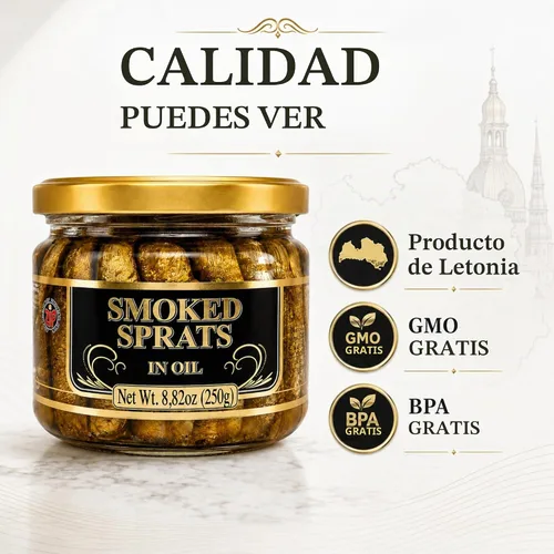 Vista 7 de Riga Gold Espadines ahumados en aceite, 8.82 oz (250 g), paquete de 3