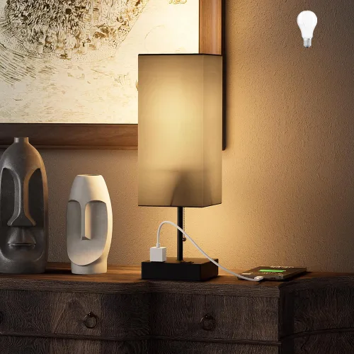 Vista 14 de Lámpara de mesa YIDPU para dormitorio, lámpara de mesita de noche para cabecera con tomas de corriente AC, lámpara de escritorio LED ajustable de 3