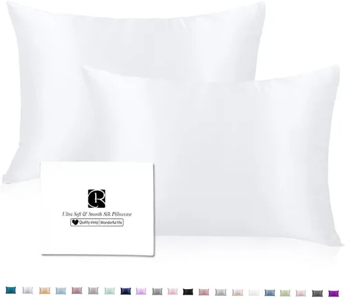 Vista 14 de Ravmix Fundas de almohada de seda con cremallera, de seda de morera de 21 momme para la salud del cabello y la piel, funda de almohada suave, lisa