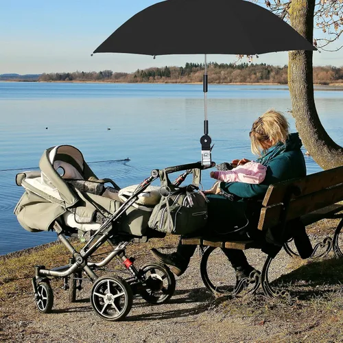 Vista 4 de Paraguas de playa con abrazadera universal, paraguas portátil con abrazadera universal, paraguas multidireccional al aire libre para silla, silla