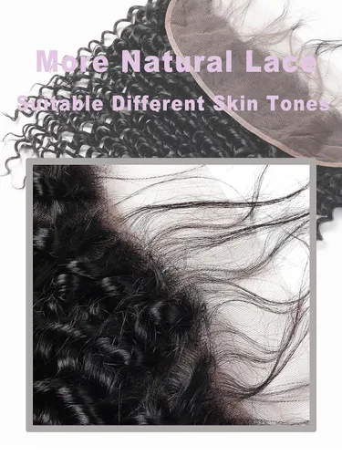 Vista 5 de Extensiones de cabello humano ondulado profundo (14 pulgadas, 1 encaje frontal negro natural)