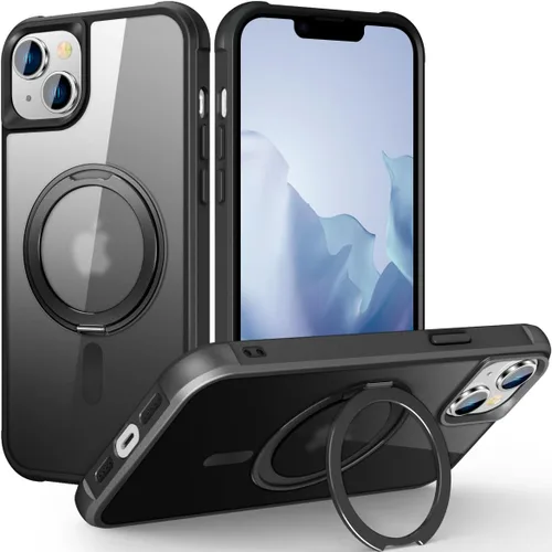 Vista 8 de Funda para iPhone 11 con soporte de anillo magnético giratorio de 360° [compatible con Mag-Safe] [Protección de grado militar] Funda translúcida