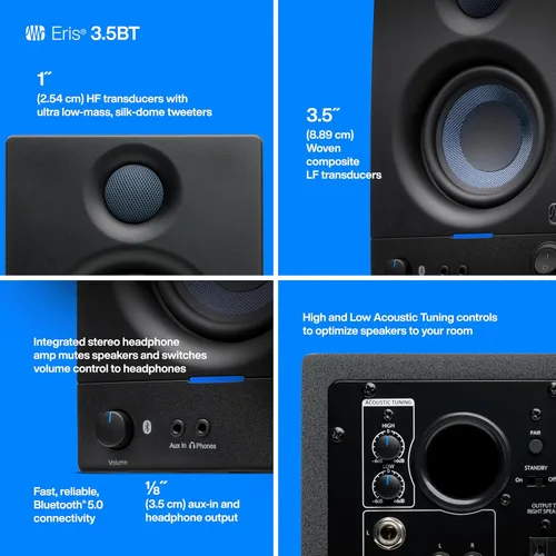 Vista 4 de PreSonus Eris 3.5BT - Monitores de estudio de 3.5 pulgadas (8.9 cm), par — Altavoces estantería alimentados, estéreo, para computadora