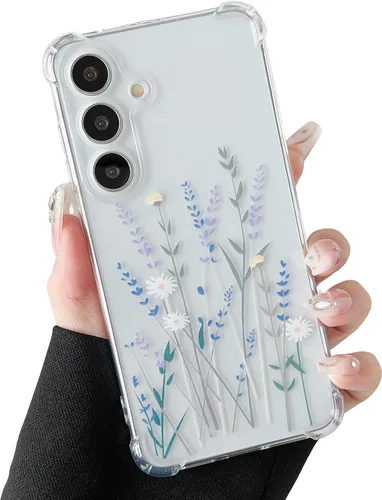 Vista 15 de ZTOFERA Funda transparente para Samsung Galaxy S24 con bonito patrón de flores para mujeres y niñas, funda protectora a prueba de golpes, delgada