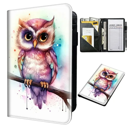 Vista 13 de Libro para camarera con bolsillo con cremallera, de piel sintética, lindo libro para camarera, libros de servidor, restaurante, soporte para cheques