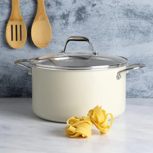 Vista 7 de Goodful Olla de cerámica antiadherente de 6 cuartos de galón, ollas y sartenes aptas para lavavajillas, mango de acero inoxidable de agarre cómodo