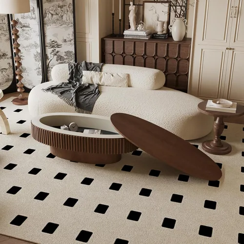 Vista 14 de KEVINSPACE W39.37 Mesa de centro ovalada para sala de estar Casa Moderna Mesa de café con diseño Patas de mesa de centro de madera Mesa de té 39.37