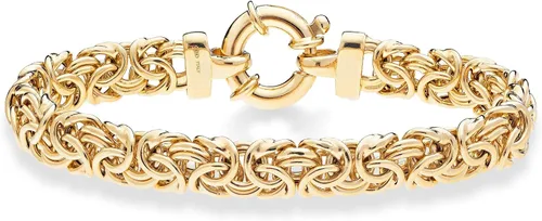 Vista 2 de Miabella Pulsera italiana de oro de 18 quilates sobre plata de ley de 0.354in con eslabones bizantinos clásicos para mujer, 925 hecha a mano