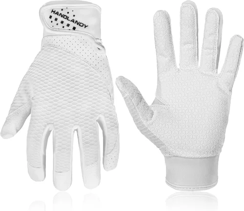 Vista 9 de HANDLANDY Guantes de bateo de béisbol para adultos y jóvenes, guantes de bateo de sóftbol con agarre transpirable para hombres, niños y niñas