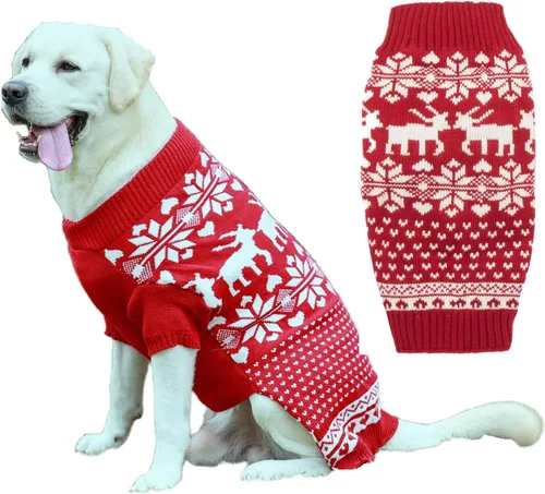 Vista 14 de Suéter para perros y gatos con motivos festivos, color rojo clásico, XS, Rojo