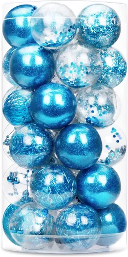 Vista 16 de 24 unidades - Adornos de bolas de Navidad de plástico transparente inastillable colgantes con bolas delicadas decorativas