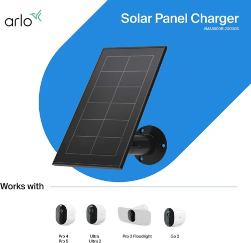 Vista 5 de Cargador de panel solar Arlo (lanzado en 2021) - Accesorio certificado - Funciona con cámaras Arlo Pro 5S 2K, Pro 4, Pro 3, Floodlight, Ultra 2
