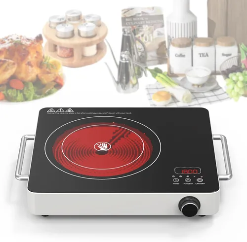 Vista 11 de VBGK Placa de cocción de inducción, placa caliente de doble quemador de 110 V 2300 W con control táctil LED, 9 niveles de potencia, bloqueo