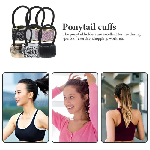Vista 6 de KALLORY 6 piezas de cola de caballo para el cabello, con diamantes de imitación, ligas elásticas para el cabello, accesorios para el cabello