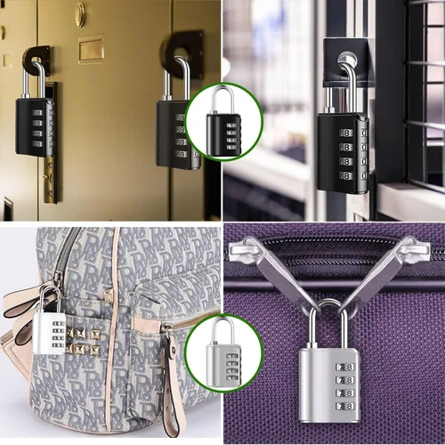Vista 5 de Candado de combinación de 2 piezas, cerradura de contraseña de 4 dígitos con llave, 2 tipos de modo de desbloqueo, cerradura de puerta impermeable