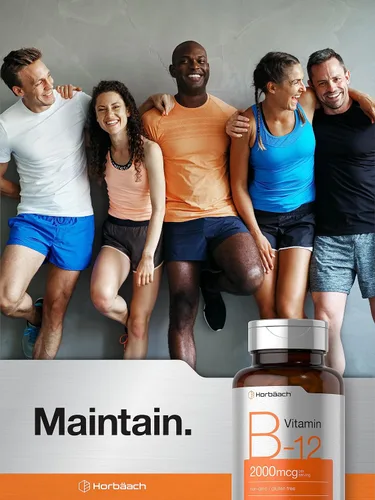 Vista 6 de Horbäach Vitamina B12 de 2000 mcg 200 tabletas Suplemento vegetariano Sin OMG y sin gluten