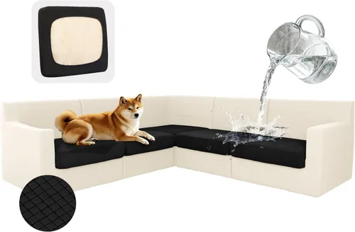 Vista 14 de ALIECOM Fundas 100% impermeables para sofá seccional esquinero en forma de L, fundas de cojín de jacquard elásticas para mascotas y perros