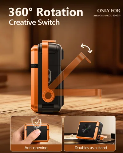 Vista 3 de OATSBASF Funda para AirPods Pro 3, funda para tocadiscos retro compatible con AirPods Pro de 3ª generación (2025), cubierta de protección completa