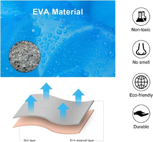Vista 2 de Poncho de lluvia para niños, impermeable reutilizable de EVA para niños de 6 a 13 años, chaquetas impermeables con capucha