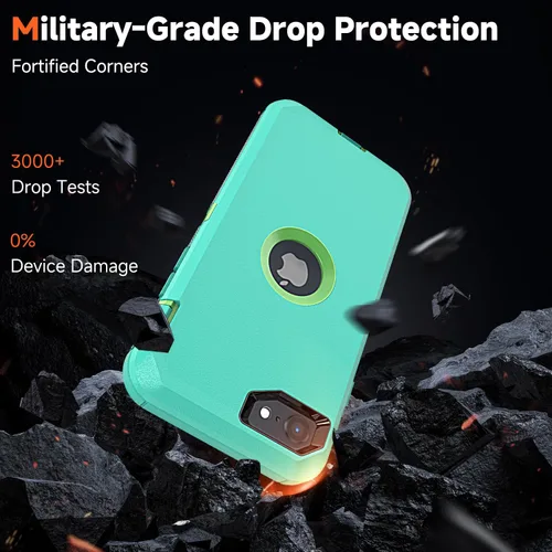 Vista 5 de YmhxcY Funda para iPhone SE 2022/2020, iPhone 8/7 con protector de pantalla integrado a prueba de caídas, 3 capas de cubierta duradera, a prueba
