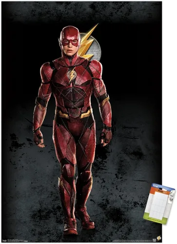 Vista 10 de Trends International Película de DC Comics - Liga de la Justicia - Póster de pared The Flash, 14.725 x 22.375 pulgadas, versión enmarcada de madera