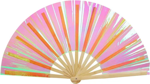 Vista 17 de Paquete de 2 abanicos de mano plegables grandes, abanicos de tela retro vintage de tela de nailon, ventilador de mano chino de Kung Fu Tai Chi
