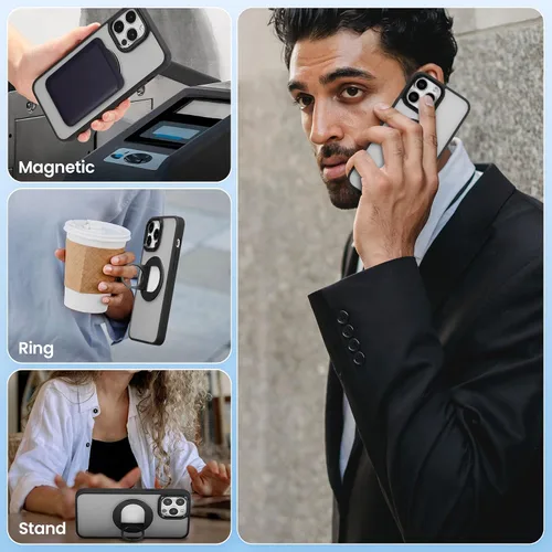 Vista 3 de ZCDAYE Funda para iPhone 13 Pro Max con soporte, iPhone 13 Pro Max, funda magnética para teléfono con soporte giratorio invisible, carga