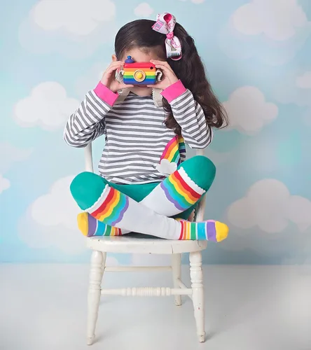 Vista 5 de Jefferies Socks Paquete de 3 pares de calcetines altos de arcoíris coloridos para niñas Arco iris