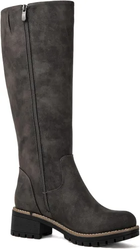Vista 3 de GLOBALWIN Women's Strappy Motorcycle Knee High Boots, Wide Calf Riding Boots Back Lace Up Fall Winter Fashion Knee High Boots For Women
