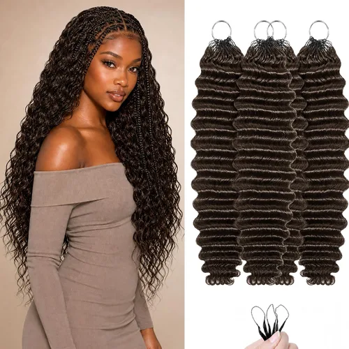 Vista 64 de Human Braiding Hair for Boho Braids 20inch Curly Wave Bulk Bundles 1B (A)1B