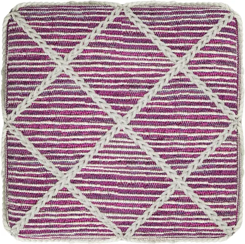 Vista 7 de SIMPLIHOME Cowan Puf cuadrado contemporáneo en telar magenta y natural tejido para la sala de estar, el dormitorio y la habitación de los niños