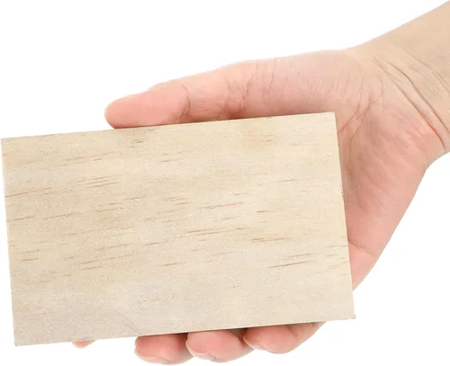 Vista 4 de Paquete de 16 bloques de madera sin terminar para manualidades, tablero de MDF en blanco, bloques rectangulares de madera, piezas de madera lisa