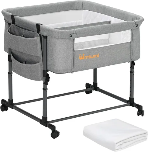Vista 11 de MTWML Cuna gemelar para 2 bebés, cuna portátil para gemelos con bolsa de almacenamiento y funda de colchón reemplazable, cuna de cama doble