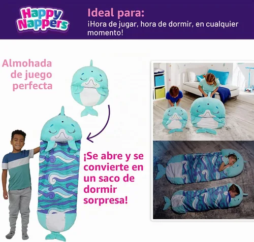 Vista 3 de Happy Nappers Almohada 2 en 1 y saco de dormir Dolphin, 66x30 grande