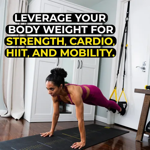 Vista 3 de TRX Formación. Entrenador de suspensión basic kit + ancla para puerta, complete full body entrenamientos para el hogar y en la carretera.