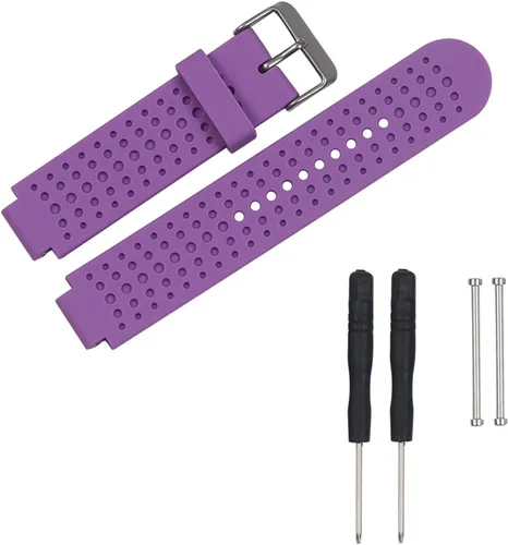 Vista 4 de Correa de silicona para reloj de repuesto para Garmin Forerunner 220 230 235 630 620 735 Reloj con pines y herramientas (negro)