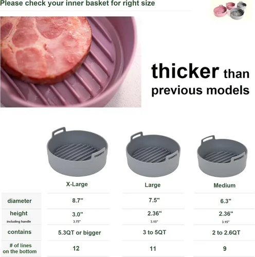 Vista 3 de Olla de silicona prémium para freidora de aire, tazón, cesta, accesorios para horno para freidoras de aire seguras para alimentos, fácil de limpiar
