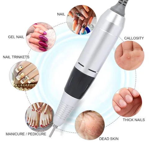 Vista 3 de YUYTE Taladro eléctrico de uñas, mango de repuesto para taladro de manicura, máquina de pulido de manicura y pedicura, 35000 rpm, pieza
