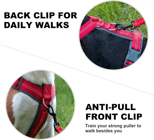 Vista 56 de Arnés para perro Plutus Pet sin tirón, arnés ajustable de nylon con acolchado suave, arnés para perro reflectante y resistente para perros pequeños