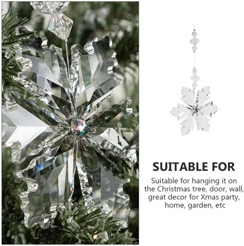 Vista 8 de EXCEART Christmas Snowflake Hanging Ornaments Acrylic Xmas Tree Decorations for Home Door and for Creating Festive Scenes and Giving