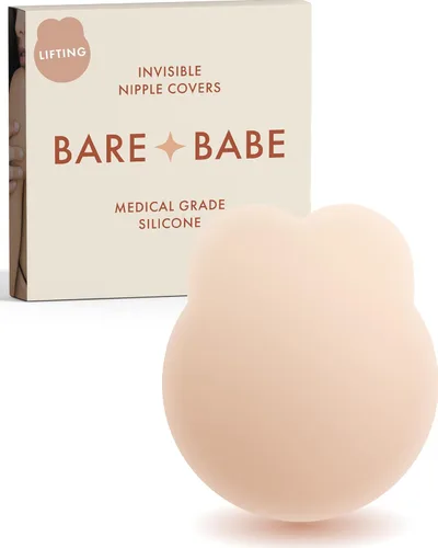 Vista 12 de Bare Babe Cubrepezones con Levantamiento - Brasier Adhesivo Reutilizable Push Up - Pezoneras Impermeables Sin Tirantes para Mujeres 4 Sombras