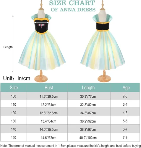 Vista 3 de Acecharming Girls Princess Dress Anna Cosplay Costume Elsa Princess Dress for Girls Kids Costume Halloween Party Dress