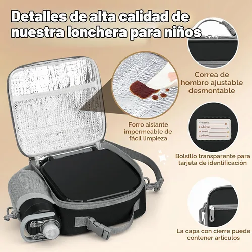 Vista 6 de Itslife Caja Bento para niños, contenedor de comida aislado, lonchera para niños, termo de 7 onzas para comida caliente, botella de agua térmica