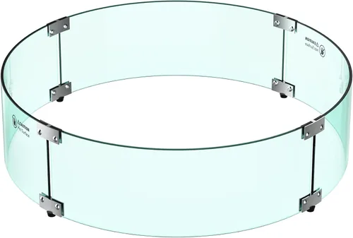 Vista 10 de Skyflame Protector de viento redondo de vidrio para hoguera de 17 pulgadas, protector de llama de vidrio templado transparente para propano al aire